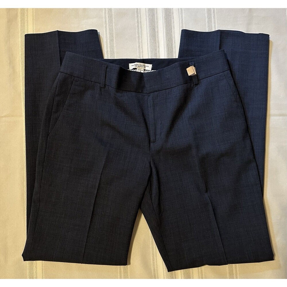 Banana Republic Martin Fit Wide-Leg Wool Dress Pants (Navy Blue, Size 8) Women